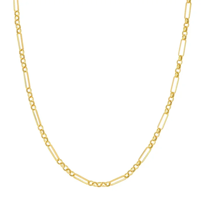 14K Yellow Gold 3.95mm Hollow Rolo Chain Necklace 18″