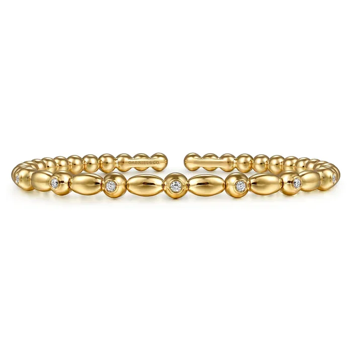 14K Yellow Gold Bujukan Diamond Split Bangle Bracelet