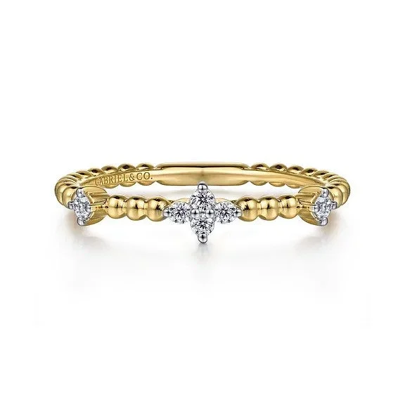 14K Yellow Gold Diamond Station Bujukan Stackable Ring