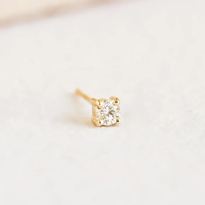 14k Yellow Gold Diamond Stud Earring 3mm – Aria (Single)