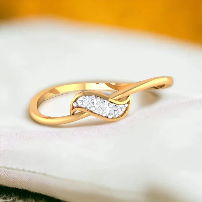 14K Yellow Gold Graceful Diamond Ring for Women – Elegant & Charming