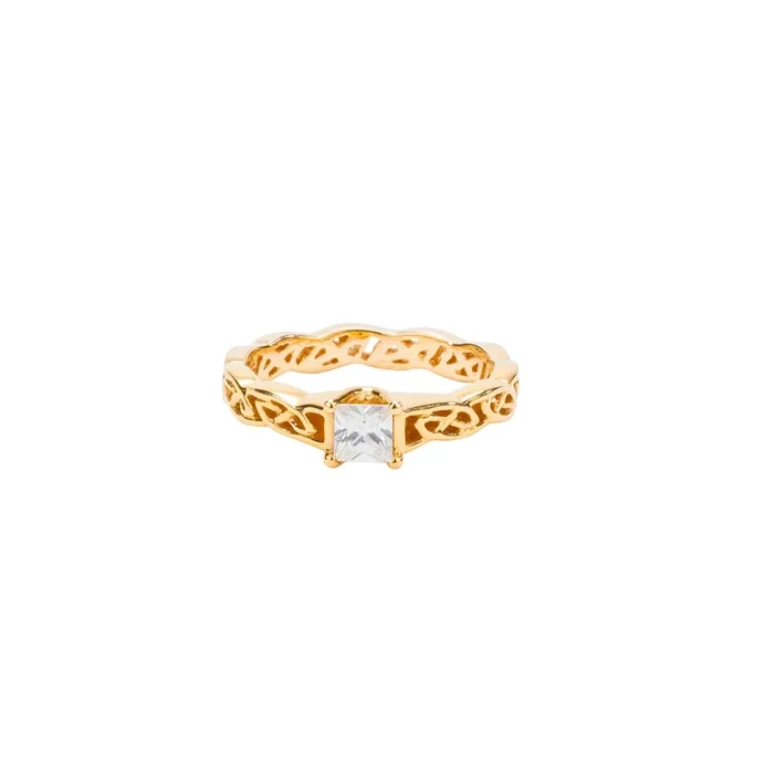 14k Yellow Gold with Solitaire White Sapphire ‘Katrine’ Ring