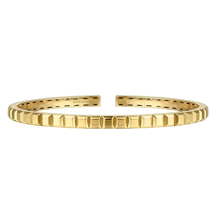 14K Yellow Plain Gold Split Bangle Bracelet