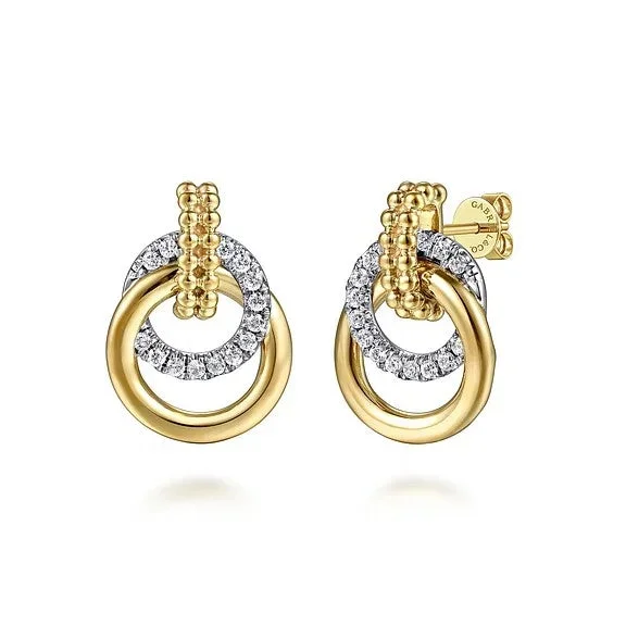 14KT 0.49CTTW BUJUKAN INTERLOCKING CIRCLE STUDS