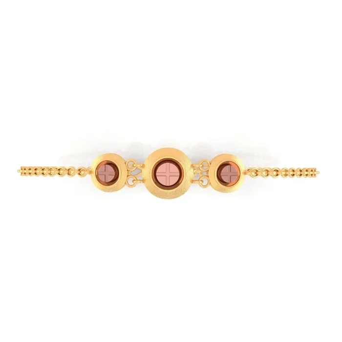 14KT (585) Yellow Gold Bracelet With Round Charms (Free Size – Adjustable)