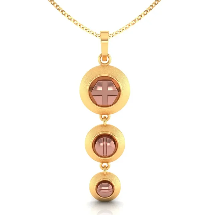 14KT (585) Yellow Gold Cascading Circle Pendant (Without Chain) With Geometric Design