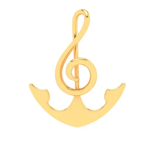 14KT Anchor Musical Note Gold Pendant From Online Exclusive