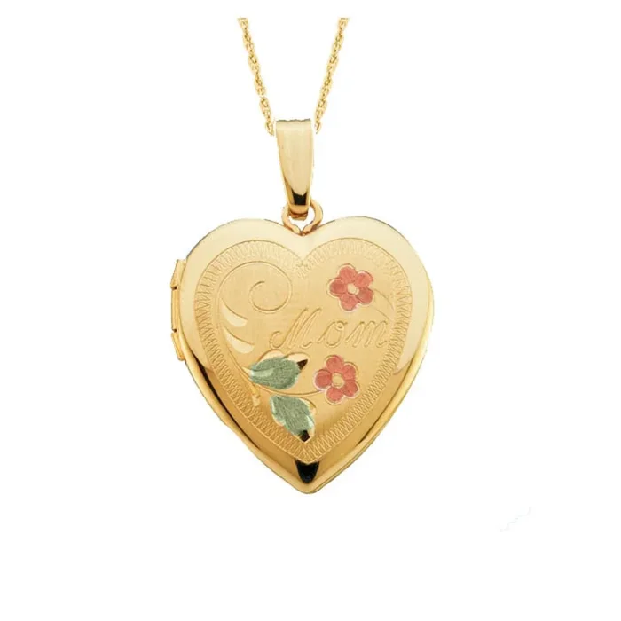 14KT Gold Filled 19MM 18-inch Heart Shaped Mom Locket