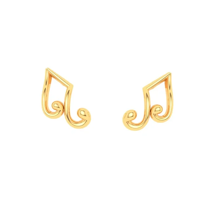 14KT Musical Note Gold Stud Earrings From Amazea Collection