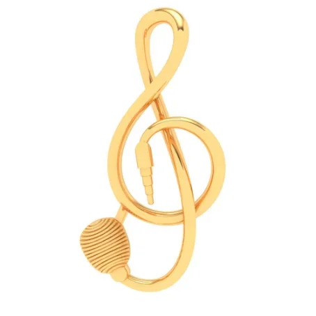 14KT Musical Note Microphone Jack Gold Pendant From Online Exclusive