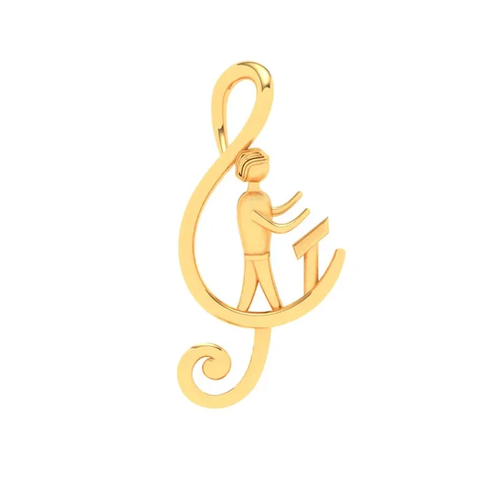 14KT Musical Note With Orchestrating Man Gold Pendant From Online Exclusive