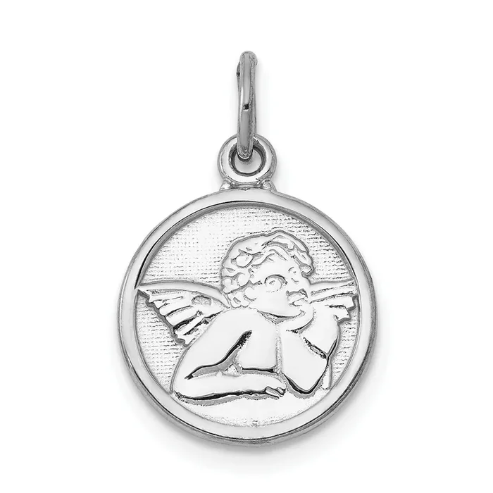 14KT White Gold 21X13MM Angel Pendant. Chain Not Included