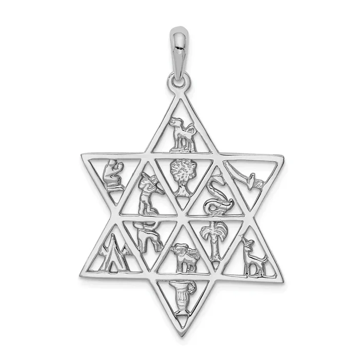 14KT White Gold 45X29MM Star Of David Pendant. Chain Not Included
