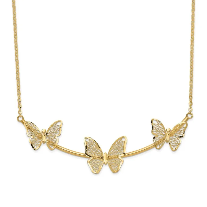 14KT Yellow Gold 18-inch 13MM Butterfly Necklace