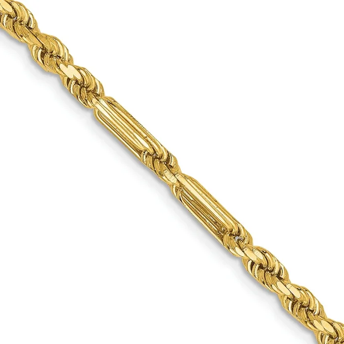 14KT Yellow Gold 18-inch 3MM Diamond-cut Lobster Clasp Rope Chain