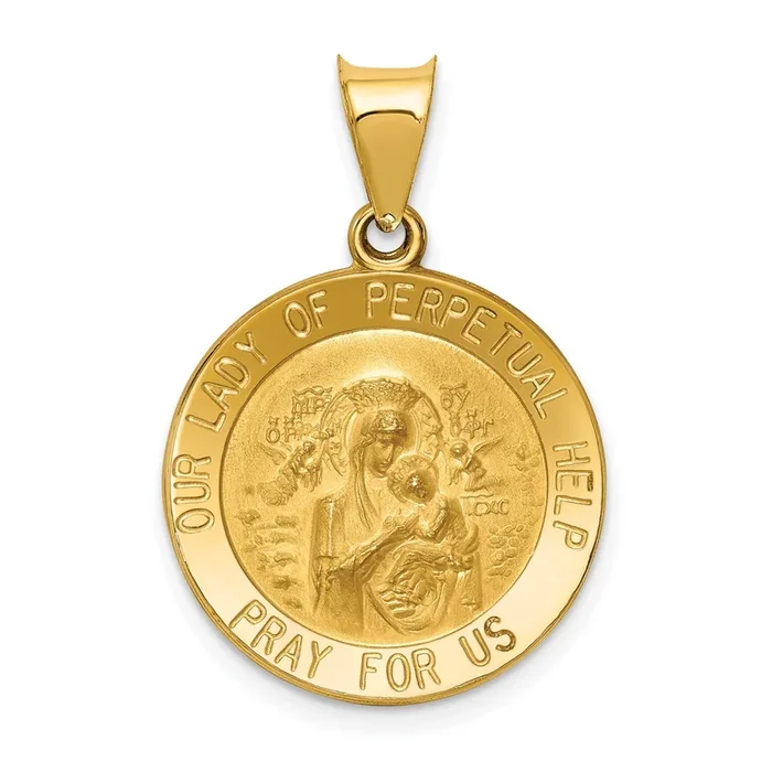 14KT Yellow Gold 20X19MM Our Lady Perpetual Help Pendant. Chain Not Included