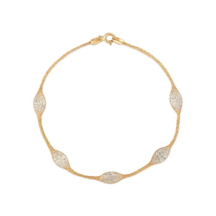 14KT Yellow Gold 7.5-inch Mesh Bracelet with Cubic Zirconia