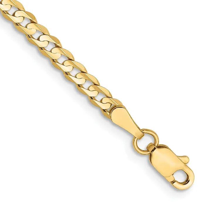 14KT Yellow Gold 7-inch 3MM Lobster Clasp Curb Bracelet