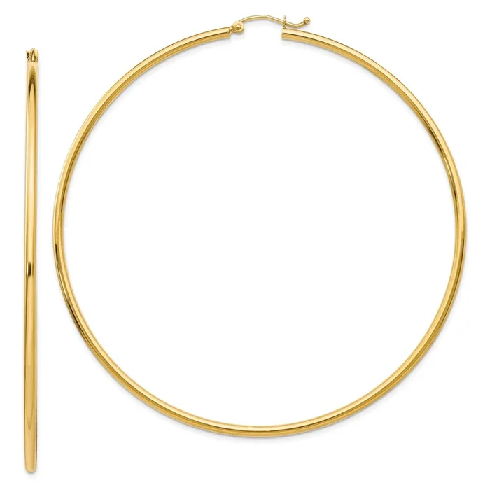 14KT Yellow Gold 75X2MM Hoop Earrings