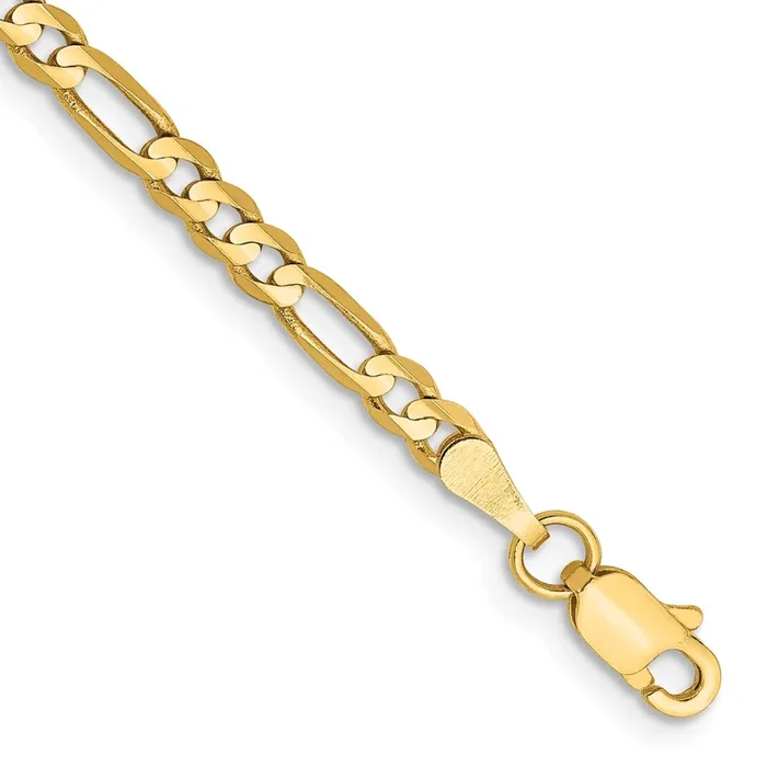 14KT Yellow Gold 8-inch 3MM Lobster Clasp Figaro Bracelet