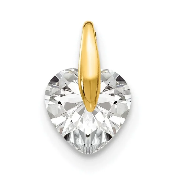 14KT Yellow Gold Cubic Zirconia Childrens Heart Pendant-Chain Not Included