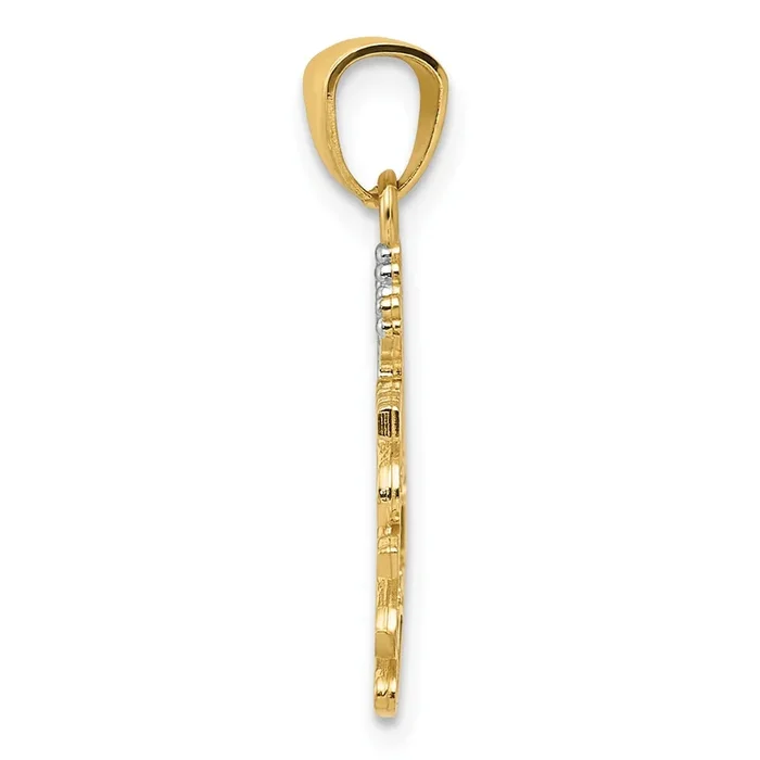 14KT Yellow Gold With Rhodium Plating 22X20MM Daddy’s Princess Pendant. Chain Not Included