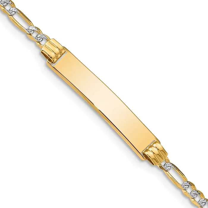 14KT Yellow Gold With Rhodium Plating 8-inch 5MM Figaro ID Bracelet