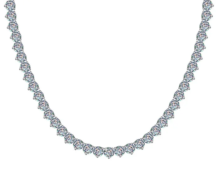 14KWG 12.8CTW FOF RD DIA TENNIS NECKLACE 16″