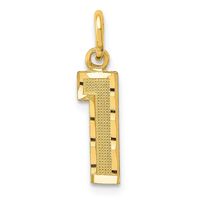 14ky Casted Small Diamond Cut Number 1 Charm