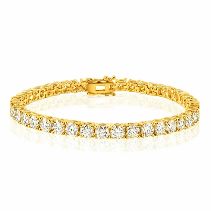 14LGMB00008 – 14 Karat Yellow Gold Round Lab Grown 4.08 Carat Diamonds 2.7mm Tennis Bracelet