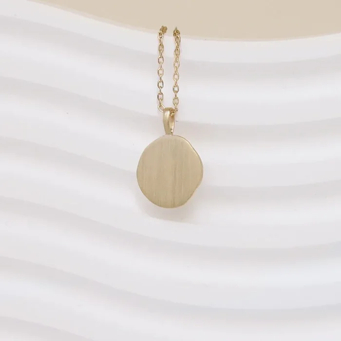 14mm pebble medal pendant to engrave gold plated