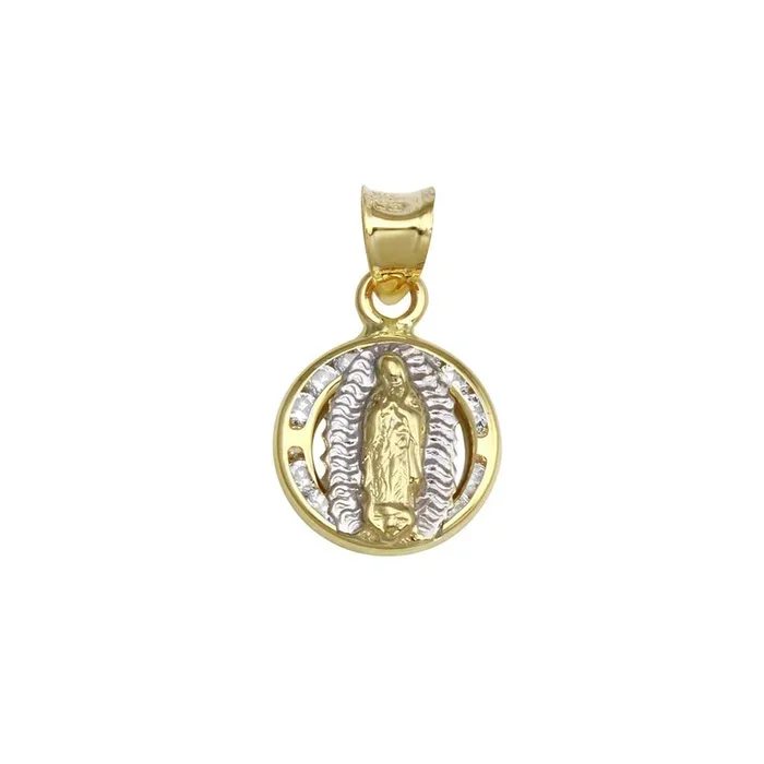 14P00005. – 14 Karat Yellow Gold CZ Disc Guadalupe Pendant