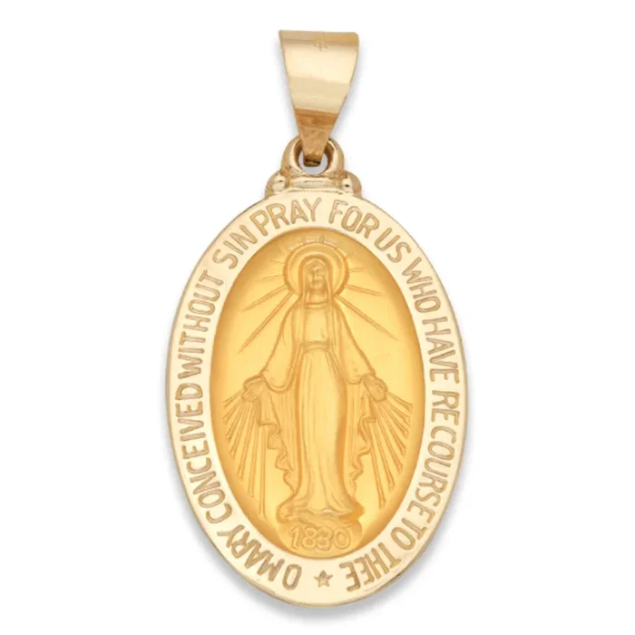 14Y Hollow Yellow Gold Miraculous Medal