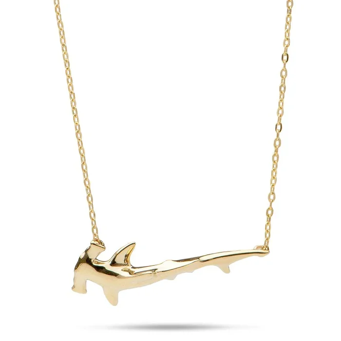 16-18″ Adjustable Hammerhead Shark Necklace in Gold