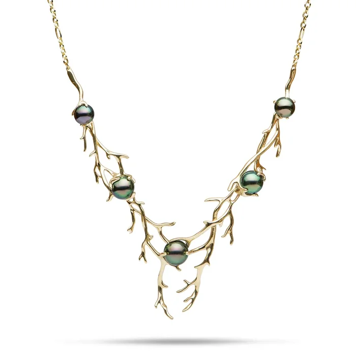 16-18″ Adjustable Heritage Tahitian Pearl Necklace in Gold