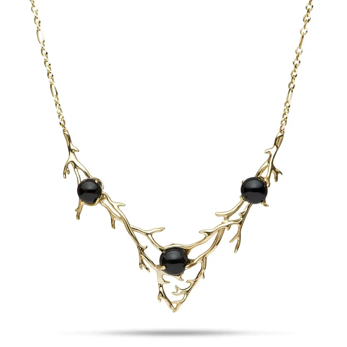 16.5-18″ Adjustable Heritage Black Coral Necklace in Gold