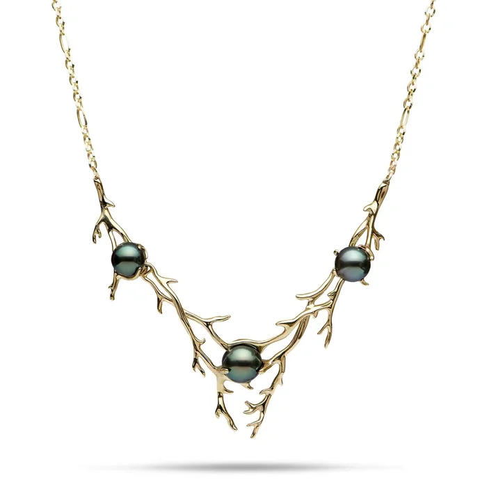 16.5-18″ Adjustable Heritage Tahitian Pearl Necklace in Gold