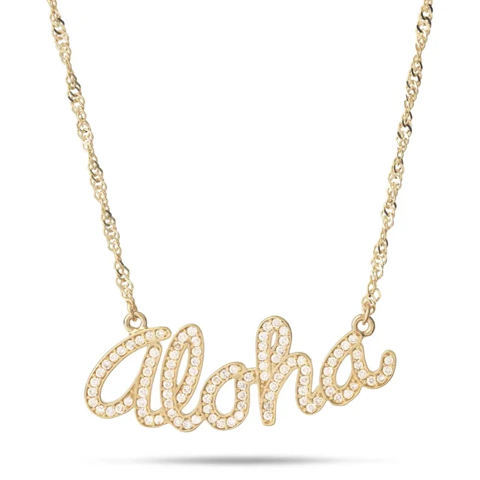 16″ Aloha Necklace in Gold with Diamonds