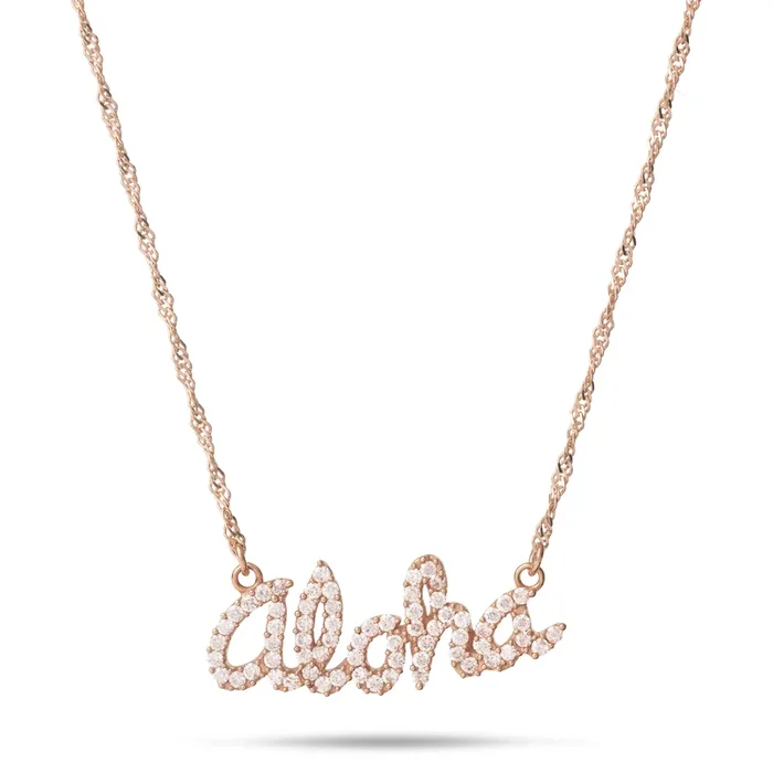 16″ Aloha Necklace in Rose Gold with Diamonds