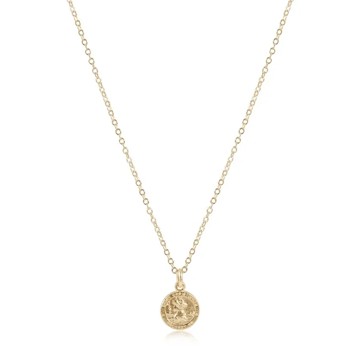 16″ Necklace Gold – Protection Small Gold Disc