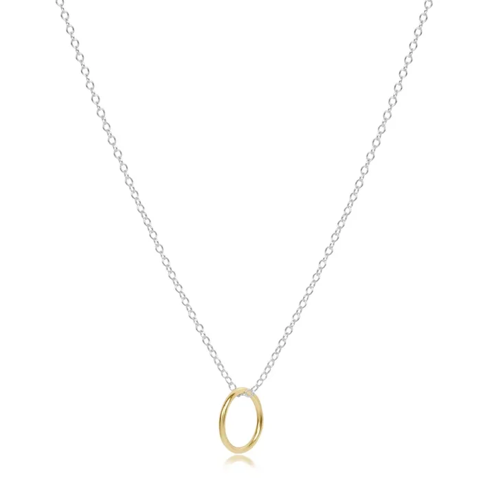 16″ Necklace Sterling Mixed Metal – Halo Gold Charm
