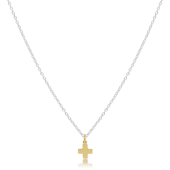 16″ Necklace Sterling Mixed Metal – Signature Cross Gold Charm