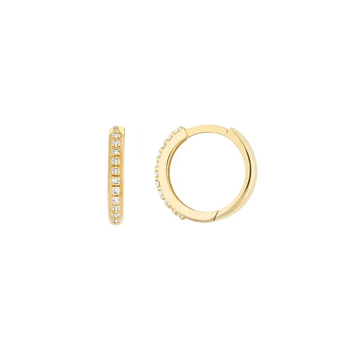 .16ctw Diamond 14K Yellow Gold 13.5mm Huggie Earrings