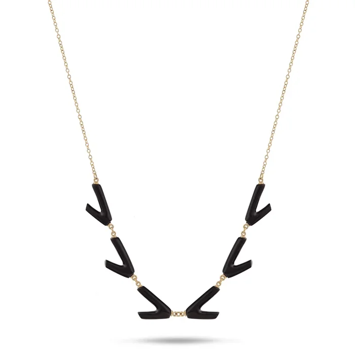 17-18″ Black Coral Necklace in Gold