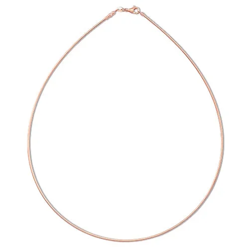 17″ 1.5mm Round Omega Chain in Rose Gold