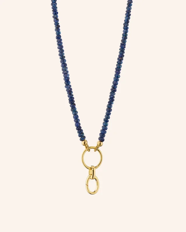 18″ “Design Your Own” Blue Sapphire Charm Chain Necklace, 1 Charm Station