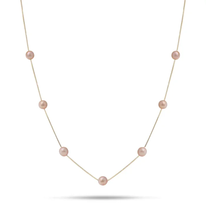 18″ Freshwater Pearl Necklace in Gold – 5-6mm