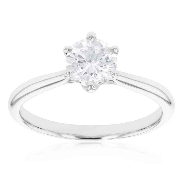 18ct White Gold Solitaire Ring with 1.00 Carat GI SI Certified Diamond