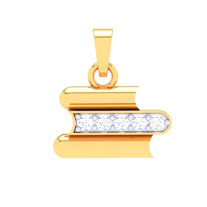 18k Diamond Pendant With A Unique Design Of Books From P.c Chandra Jewellers