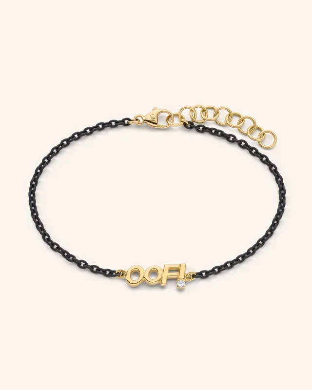 18K Gold and Black Steel “OOF” Bracelet